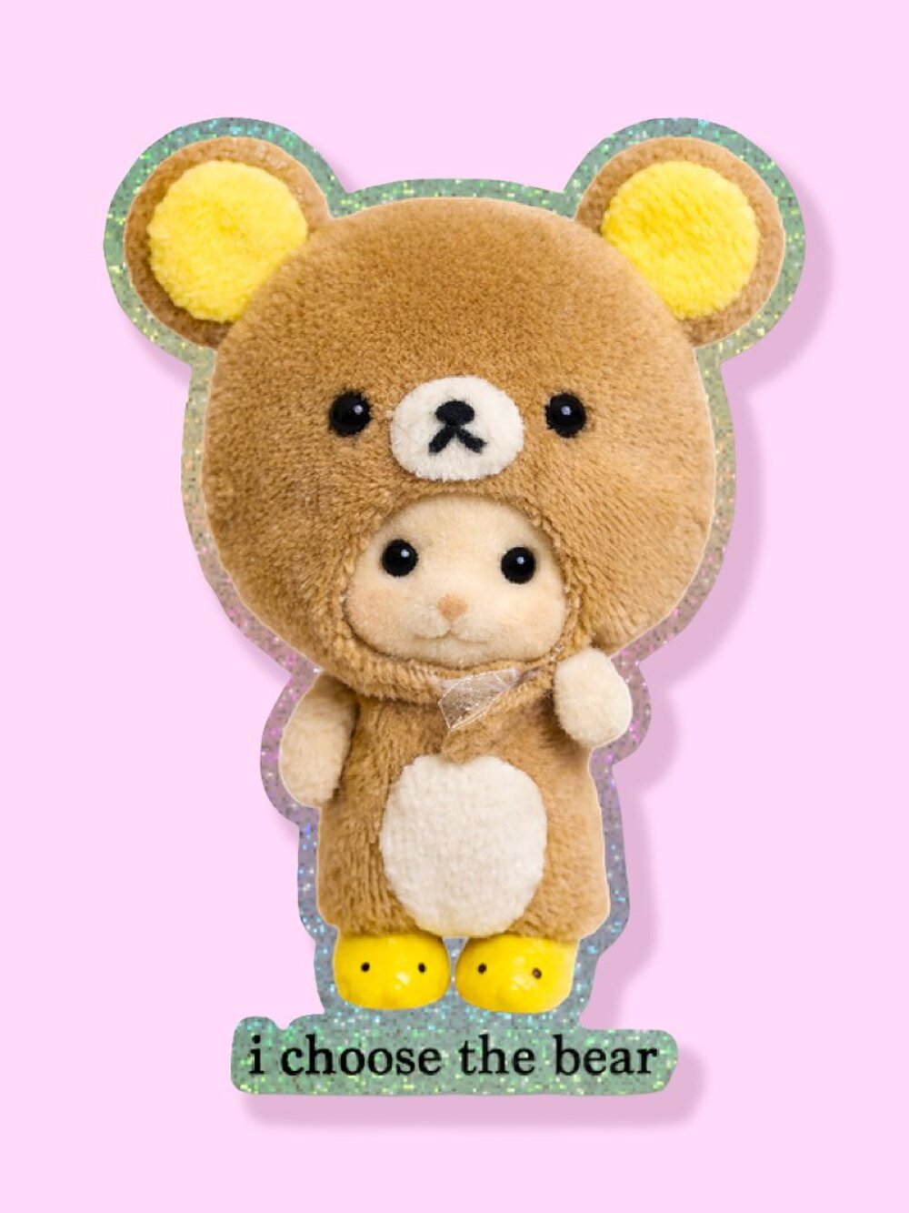 Calico Critter Glitter Sticker 'I Choose the Bear' (2.2" x 3")